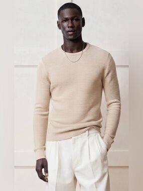 Todd Snyder Butter Yellow Merino Wool  Waffle Knit Crew Neck Sweater Size XXL/XL